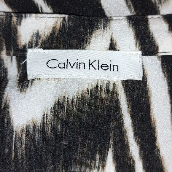 Calvin Klein animal print button down long sleeve blouse  Sz XL  NWOT - Picture 4 of 6